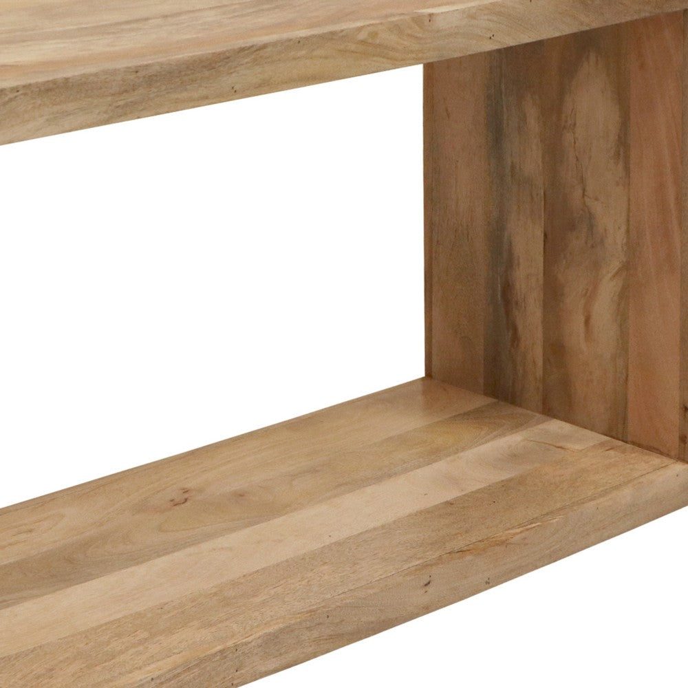 The Urban Port Keli 52 Inch Mango Wood Sideboard Console Table, Open Cube, 1 Shelf, Natural Brown