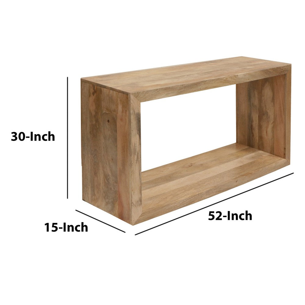 The Urban Port Keli 52 Inch Mango Wood Sideboard Console Table, Open Cube, 1 Shelf, Natural Brown