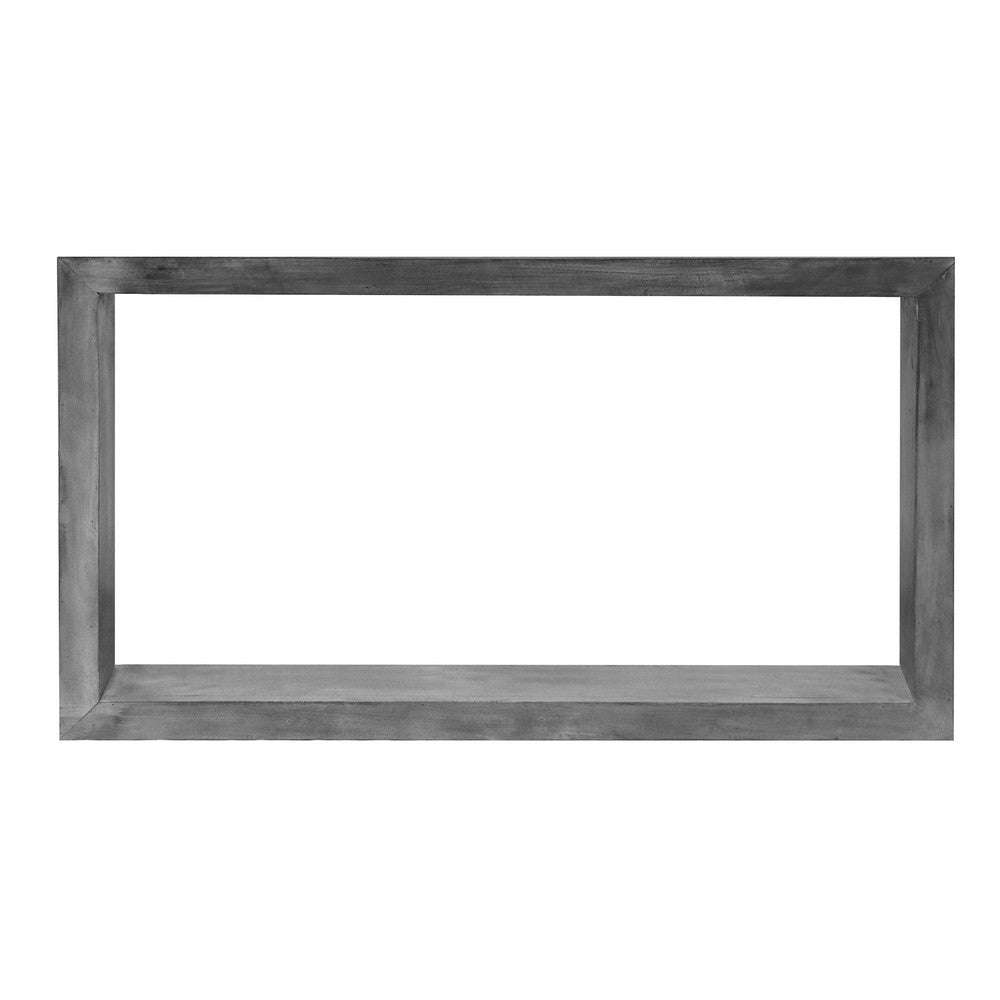 The Urban Port Keli 52 Inch Cube Shape Wooden Console Table with Open Bottom Shelf, Charcoal Gray