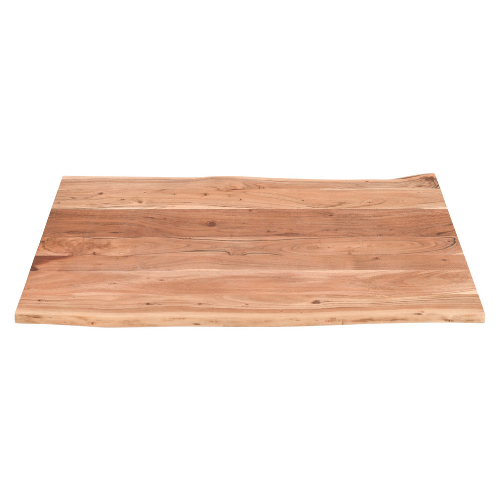 The Urban Port 45 Inch Acacia Wood Rectangular Coffee Table, Live Edge Details, Black Powder Coated Metal Sled Base, Natural Brown