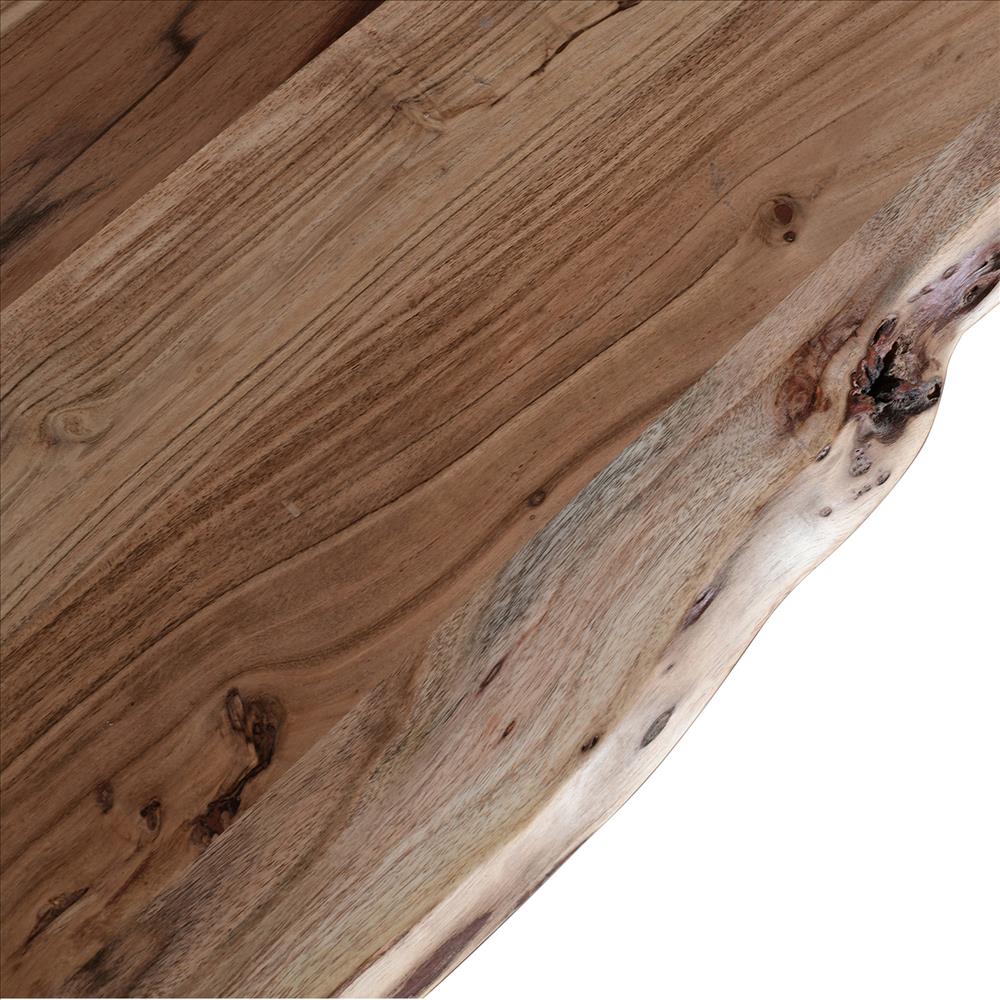 The Urban Port 78.7 Inch Rectangular Live Edge Top Mango Wood Dining Table With Spider Legs, Brown And Black