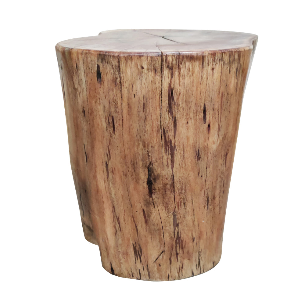 The Urban Port 17 Inch Accent Stump Stool End Table, Live Edge Acacia Wood Log with Grain And Knot Details, Natural Brown