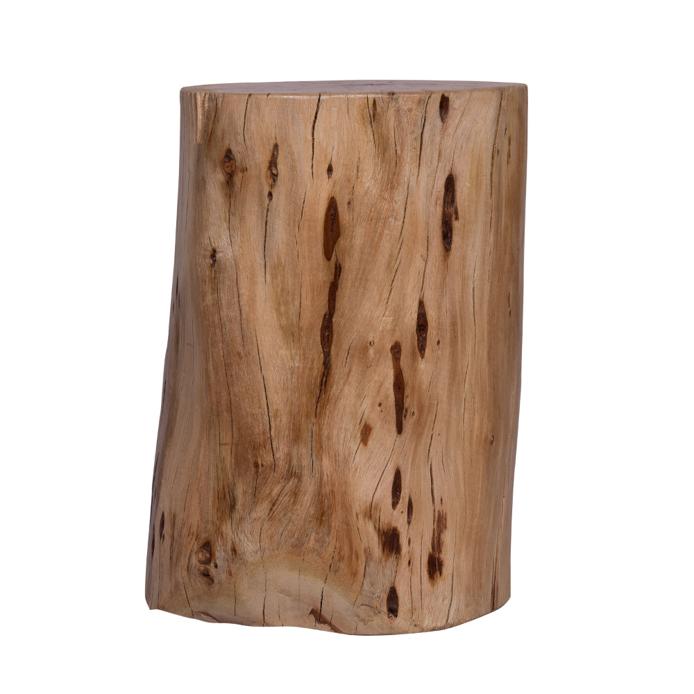 The Urban Port 17 Inch Accent Stump Stool End Table, Live Edge Acacia Wood Log with Grain And Knot Details, Natural Brown