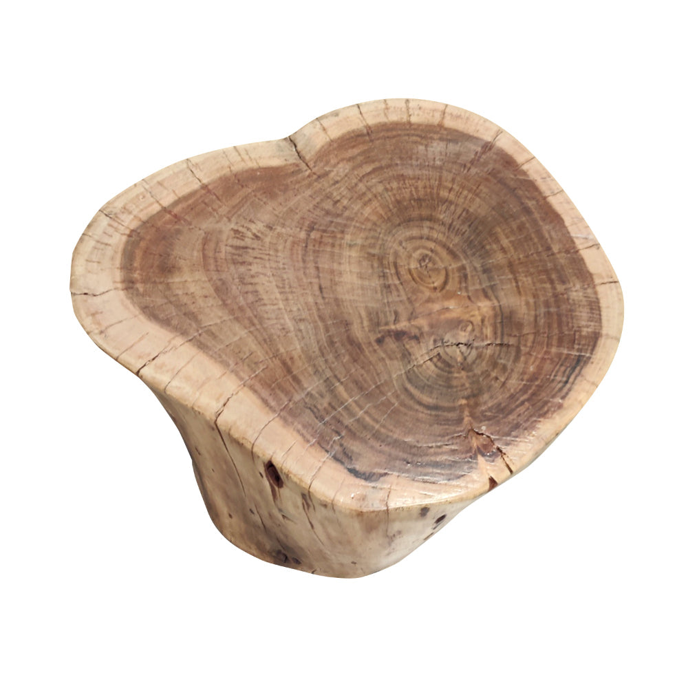 The Urban Port 17 Inch Accent Stump Stool End Table, Live Edge Acacia Wood Log with Grain And Knot Details, Natural Brown