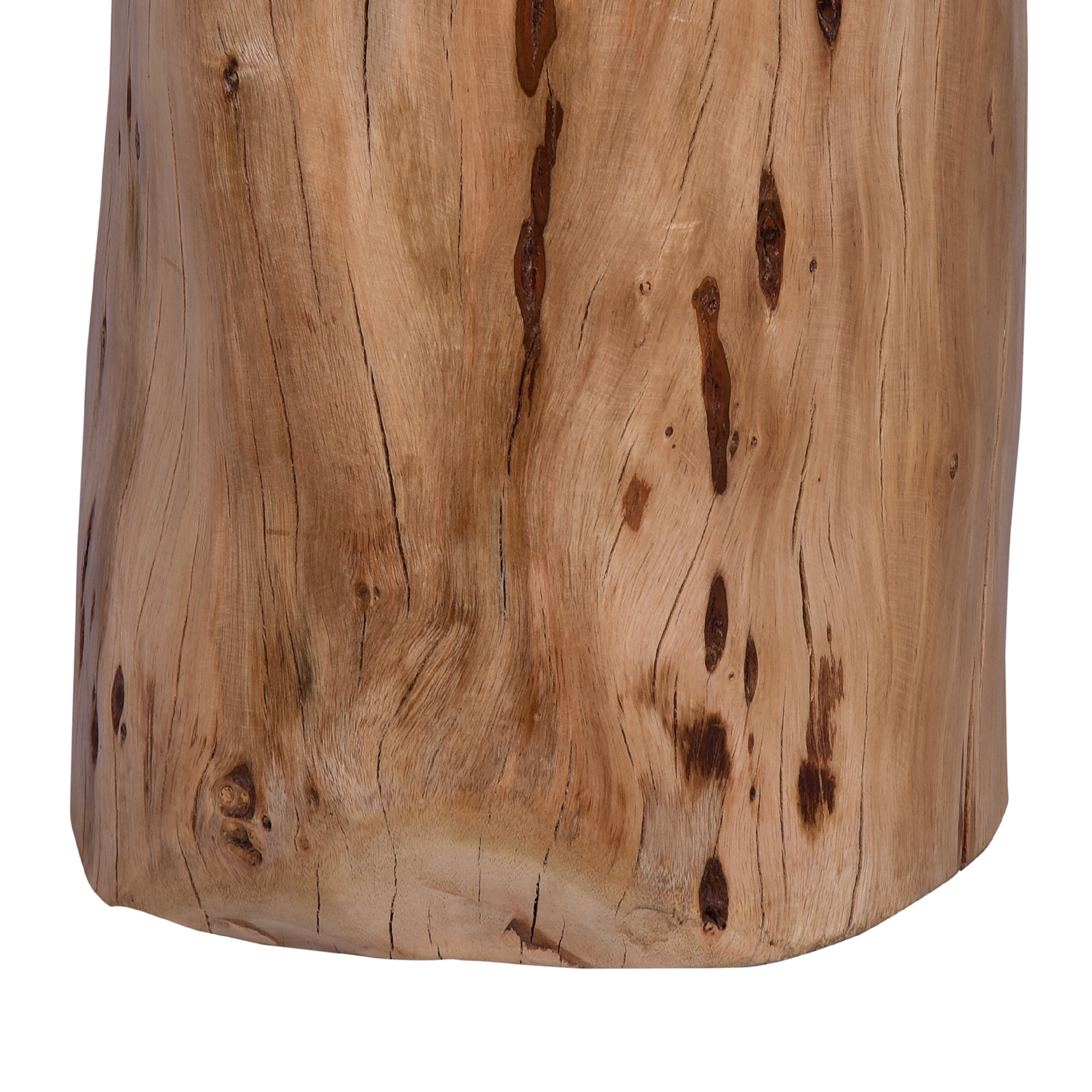 The Urban Port 17 Inch Accent Stump Stool End Table, Live Edge Acacia Wood Log with Grain And Knot Details, Natural Brown