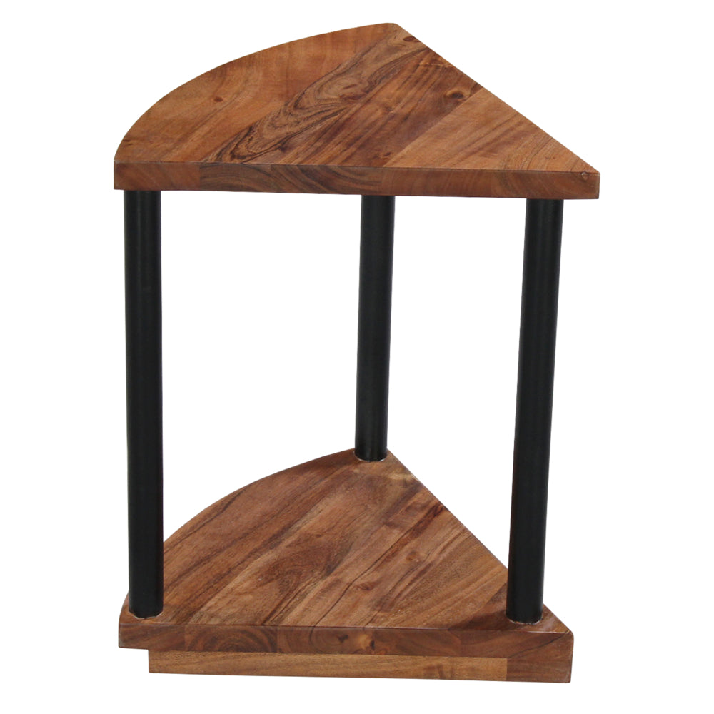 The Urban Port Jones 30-Inch Round Coffee Table, Handcrafted Natural Brown Acacia Wood, 3 Piece Split Design