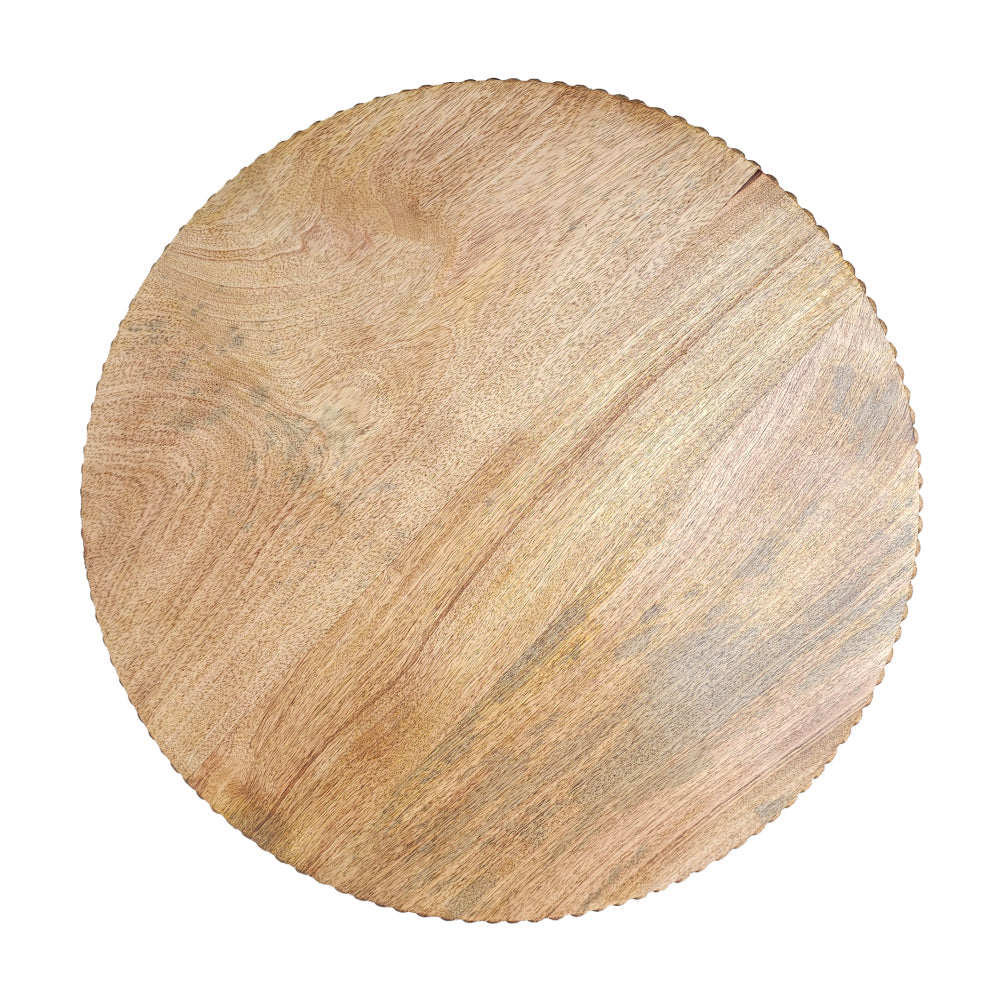 The Urban Port 21 Inch Side End Table, Round Top, Stacked Ball Post, Natural Brown Mango Wood