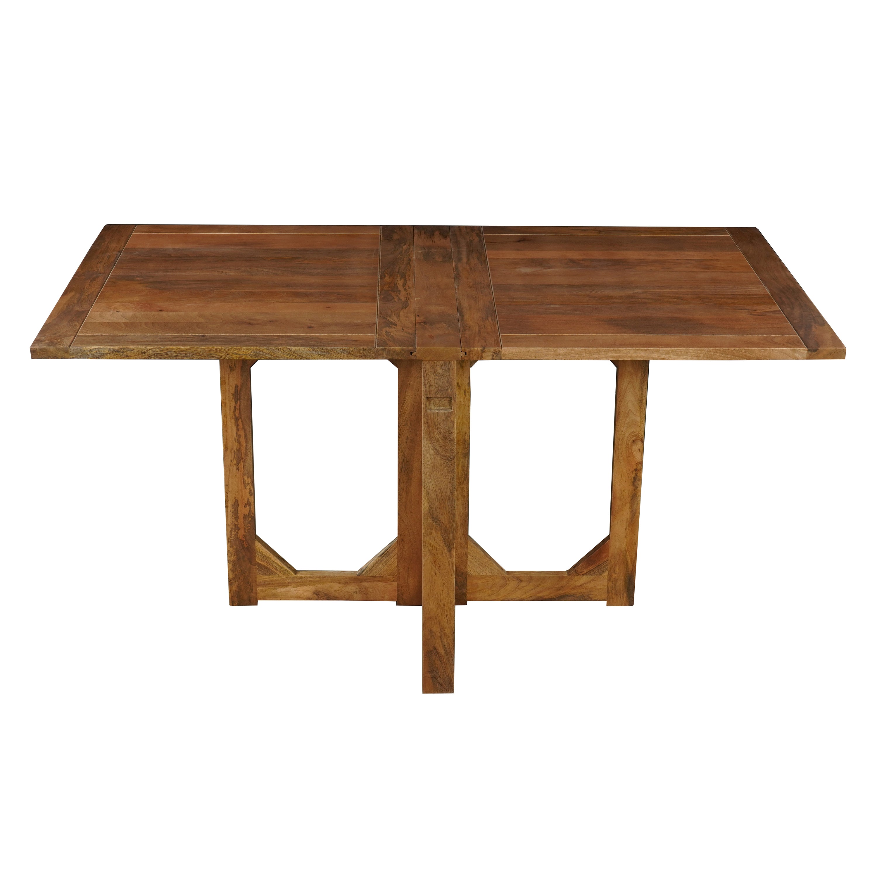 The Urban Port 62 Inch Rectangular Dining Table, Handcrafted Natural Mango Wood with Magnetic Catchers
