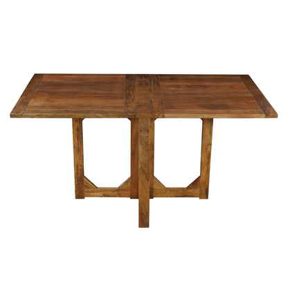 The Urban Port 62 Inch Rectangular Dining Table, Handcrafted Natural Mango Wood with Magnetic Catchers