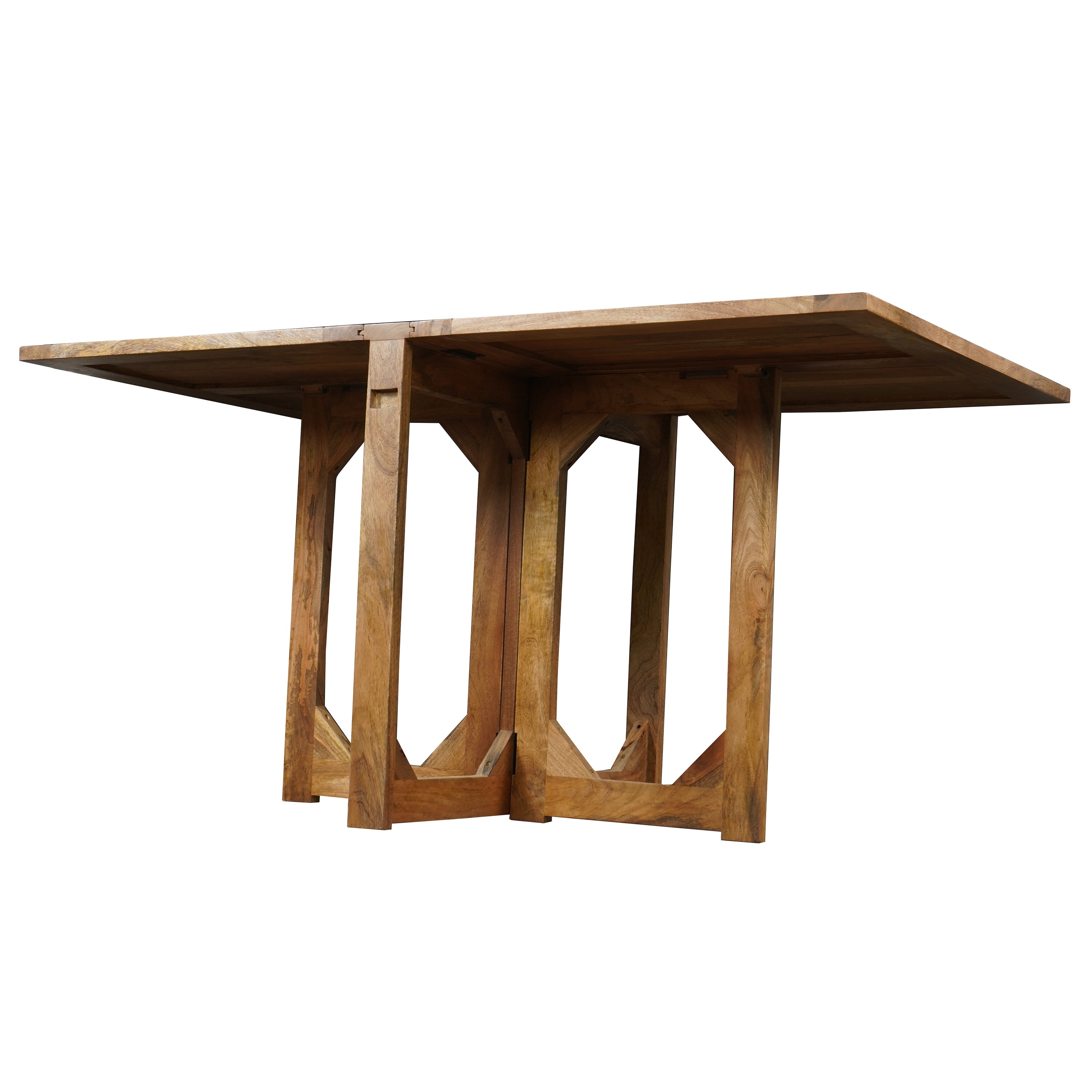 The Urban Port 62 Inch Rectangular Dining Table, Handcrafted Natural Mango Wood with Magnetic Catchers