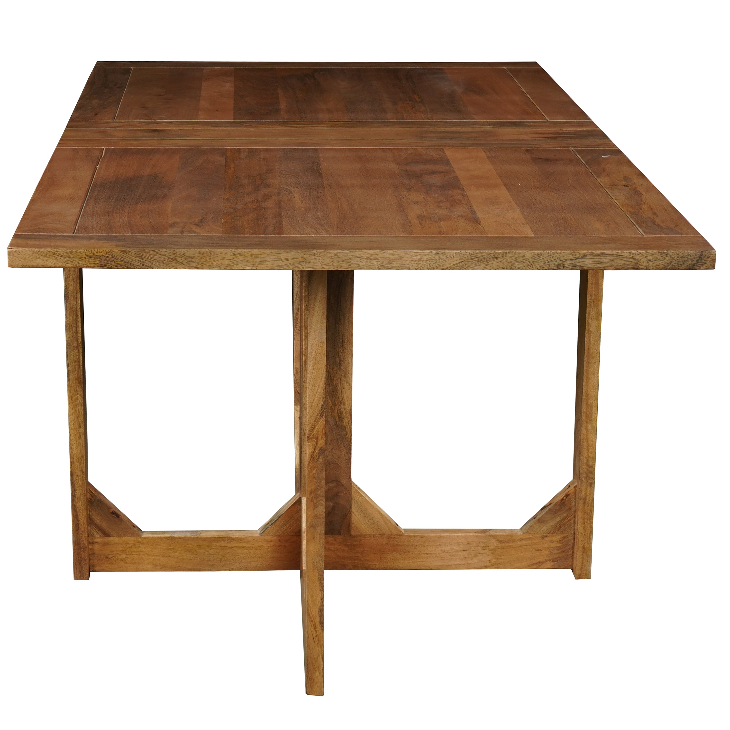 The Urban Port 62 Inch Rectangular Dining Table, Handcrafted Natural Mango Wood with Magnetic Catchers