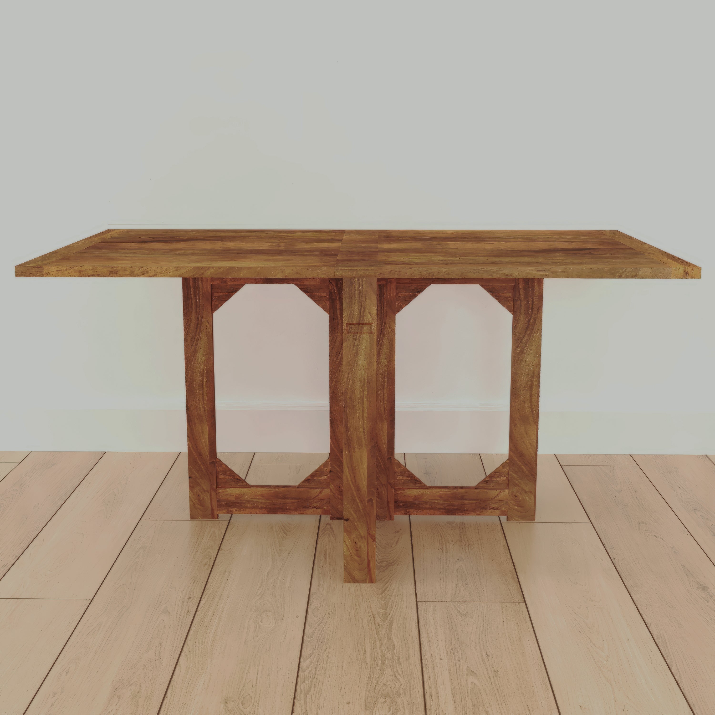 The Urban Port 62 Inch Rectangular Dining Table, Handcrafted Natural Mango Wood with Magnetic Catchers