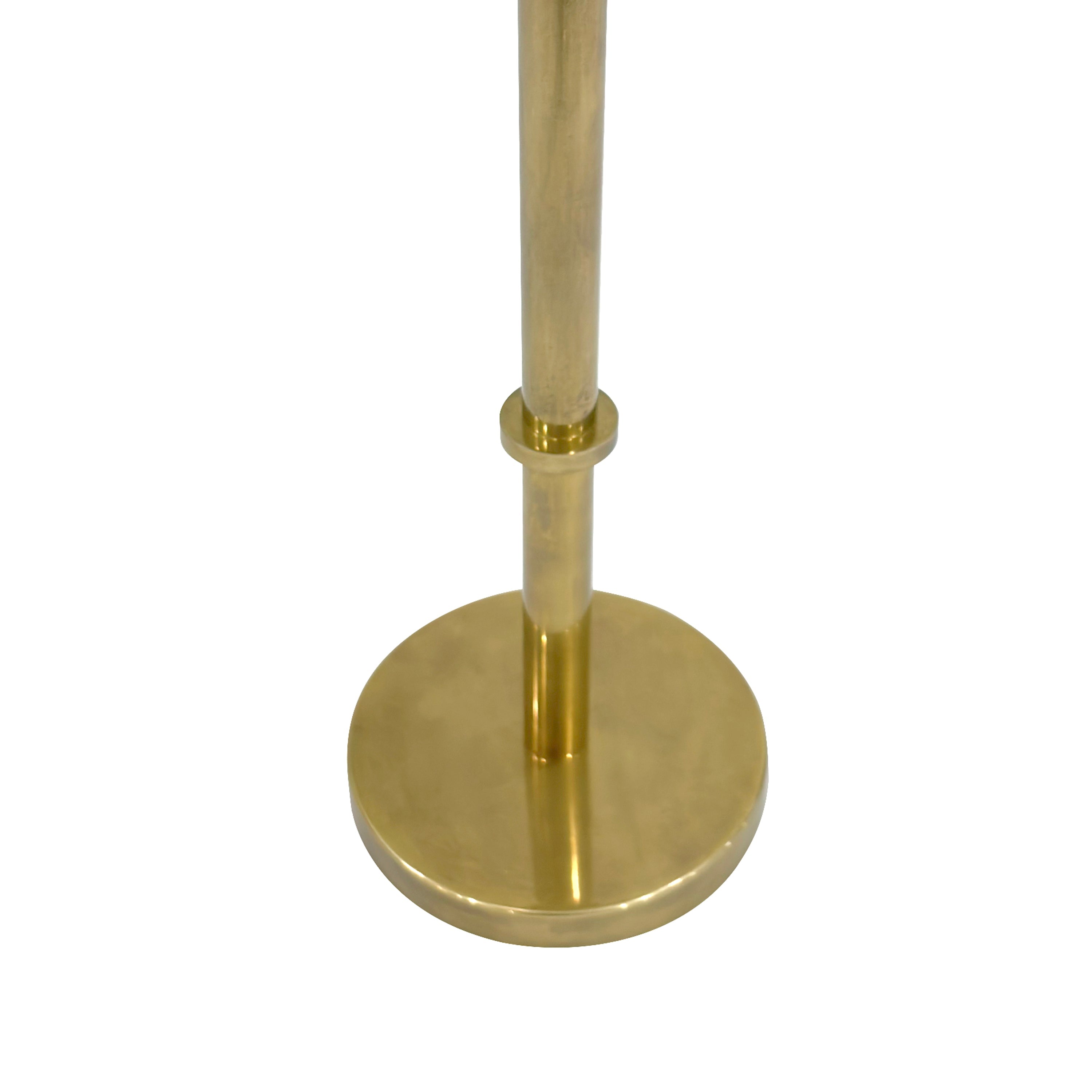 The Urban Port Ara 22 Inch Side End Table, Vintage Sleek Pillar Base, Round Tray Top, Oxidized Antique Brass