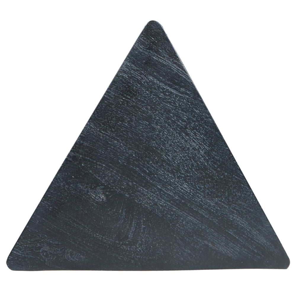 The Urban Port Andes Modern Triangular End Table - Handcrafted with Gold Brass Trim And Sandblasted Black Finish, 20 Inch