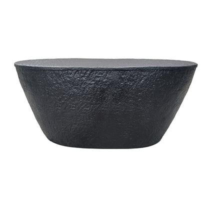 The Urban Port Josi 36 Inch Coffee Table, Handcrafted Hammered Design, Matte Black Sculptural Aluminum Frame