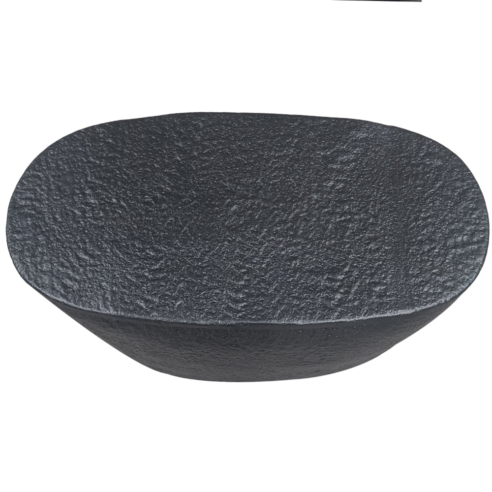 The Urban Port Josi 36 Inch Coffee Table, Handcrafted Hammered Design, Matte Black Sculptural Aluminum Frame