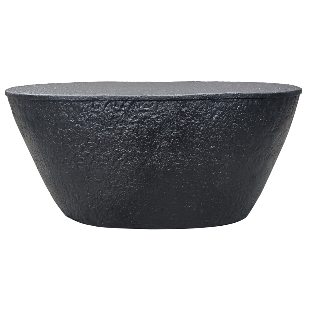 The Urban Port Josi 36 Inch Coffee Table, Handcrafted Hammered Design, Matte Black Sculptural Aluminum Frame