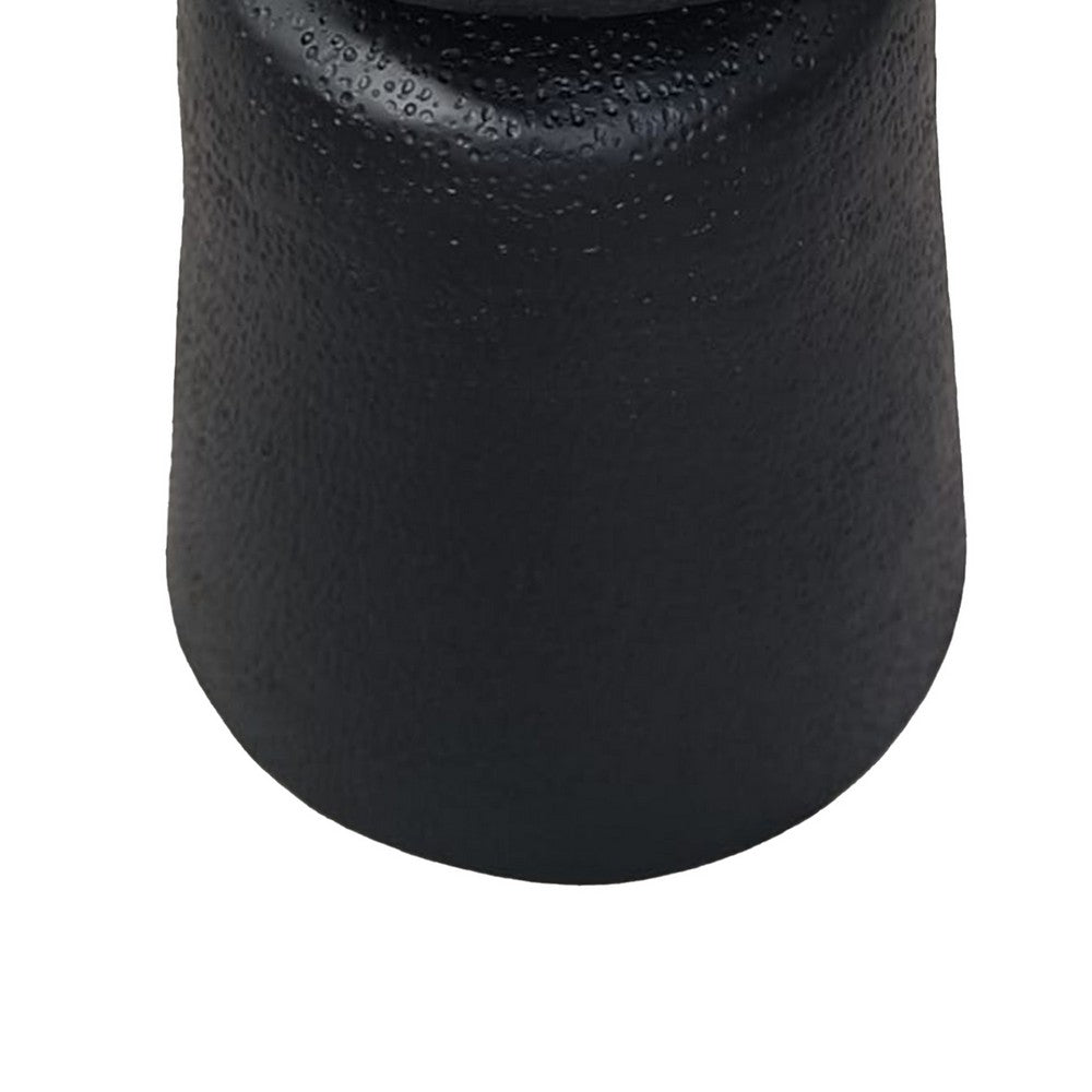 The Urban Port Josi 21 Inch Round Side End Table, Handcrafted Hammered Design, Drum Pedestal Aluminum Base, Matte Black