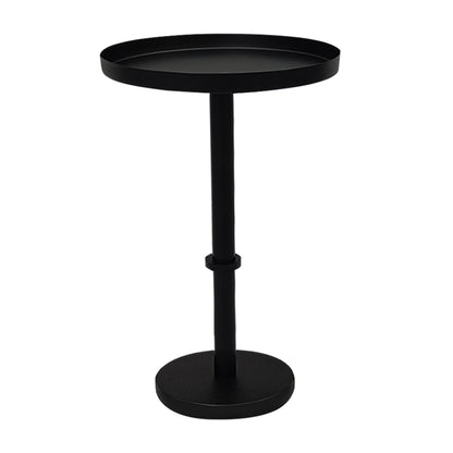 The Urban Port Ara 22 Inch Side End Table, Vintage Sleek Pillar Base, Round Tray Top, Matte Black