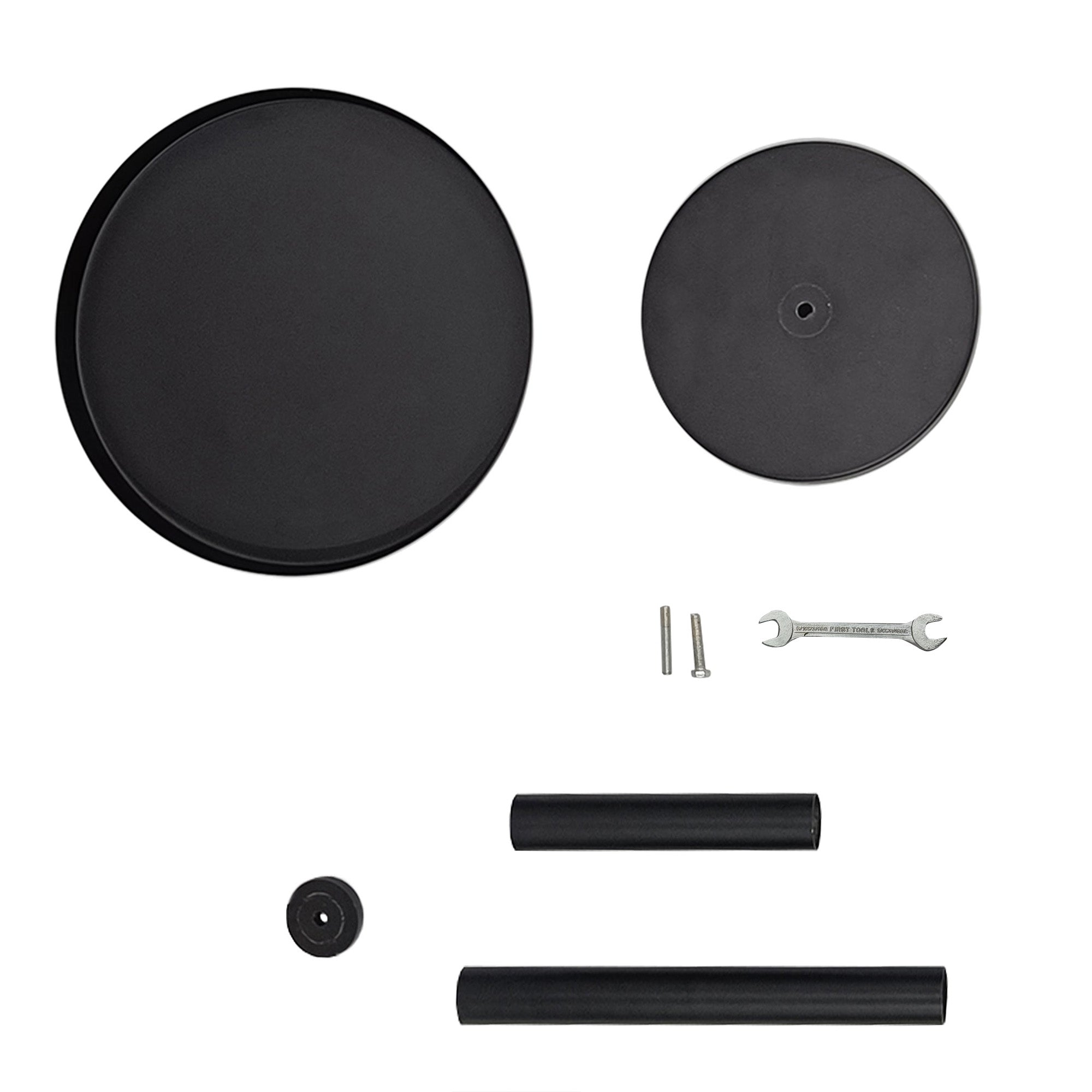 The Urban Port Ara 22 Inch Side End Table, Vintage Sleek Pillar Base, Round Tray Top, Matte Black