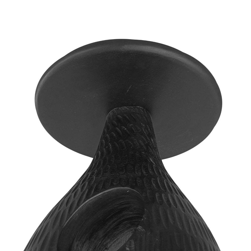 The Urban Port 14 Inch Side End Table, Artisan Handcrafted Mango Wood, Embossed Teardrop Shaped Base, Black