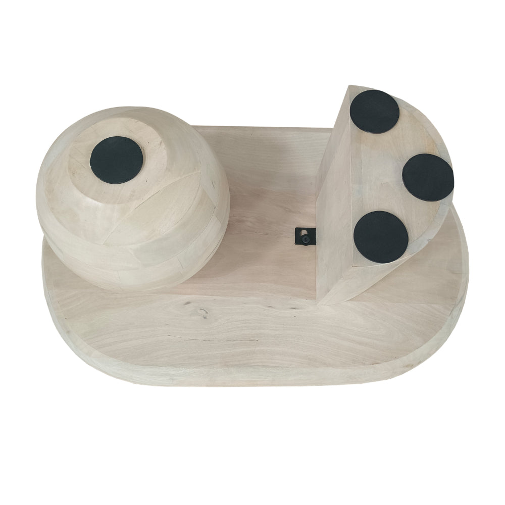 The Urban Port 38 Inch Coffee Table, Oblong Mango Wood Top with a Modern Ball Leg, Washed White