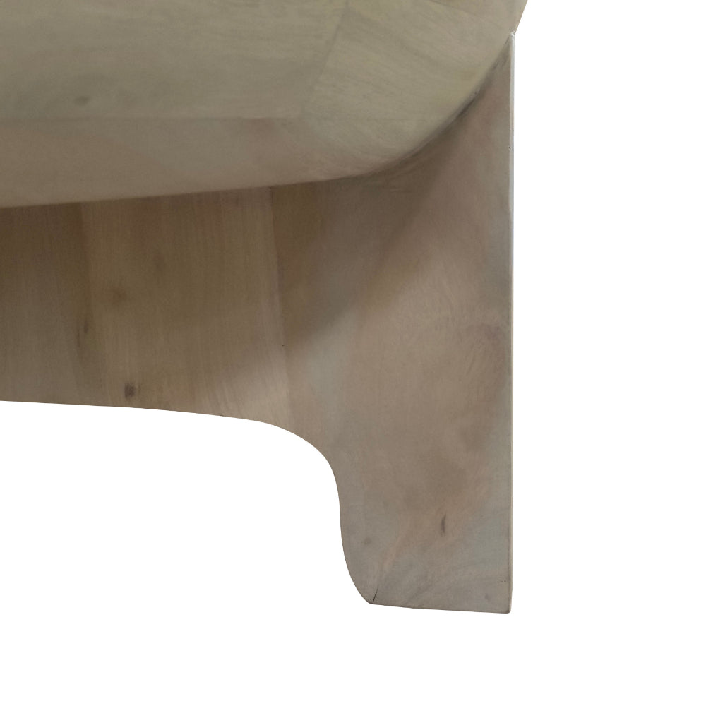 The Urban Port Tomas 32 Inch Coffee Table, Mango Wood Drum Top, Classic Washed White