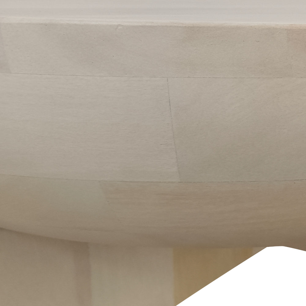 The Urban Port Tomas 32 Inch Coffee Table, Mango Wood Drum Top, Classic Washed White
