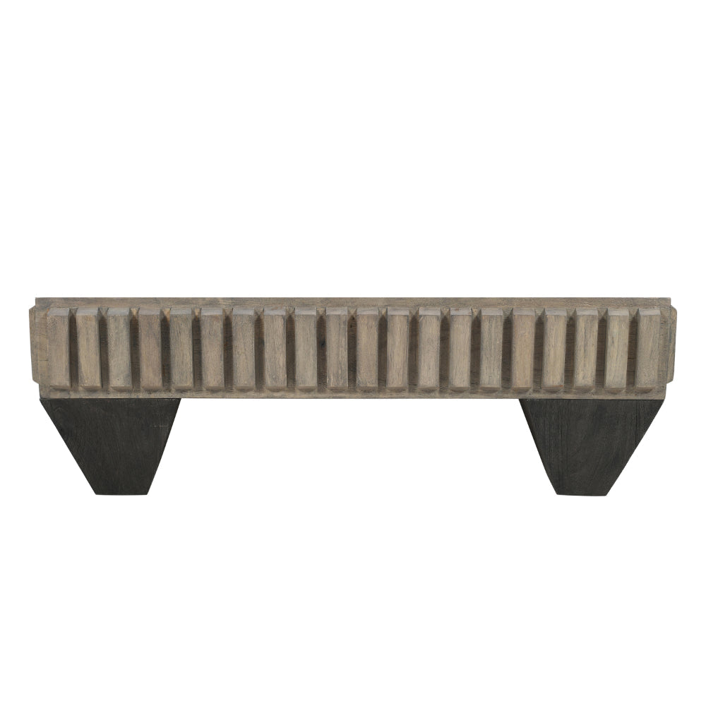 The Urban Port Tokyo Inspired 36 Inch Square Mango Wood Coffee Table - Handcrafted with Elegant Sandblasted Gray Finish And Tapered Legs