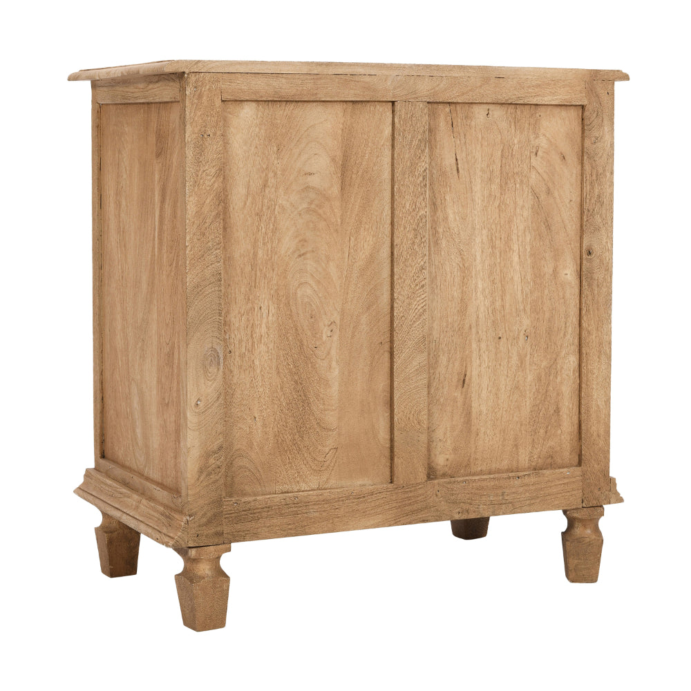 The Urban Port 30 Inch Nightstand Table, Rattan Cabinet Doors And Drawer Fronts, Sandblasted Brown Mango Wood