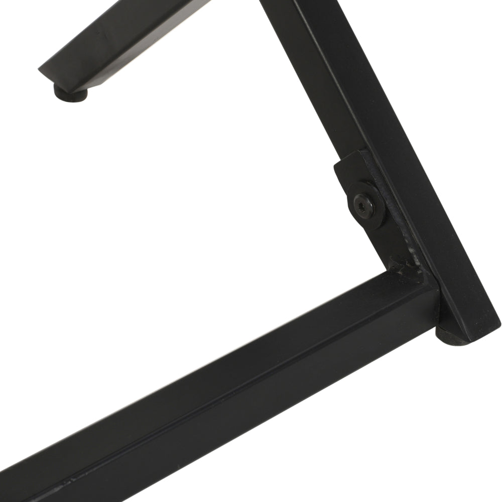 The Urban Port 23 Inch Side End Table, Natural Brown Round Wood Top, Modern Black Angled Iron Legs