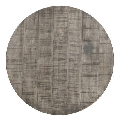 The Urban Port 36 Inch Round Coffee Table, Handcrafted Drum Shape, Mango Wood with Olive Gray Finish