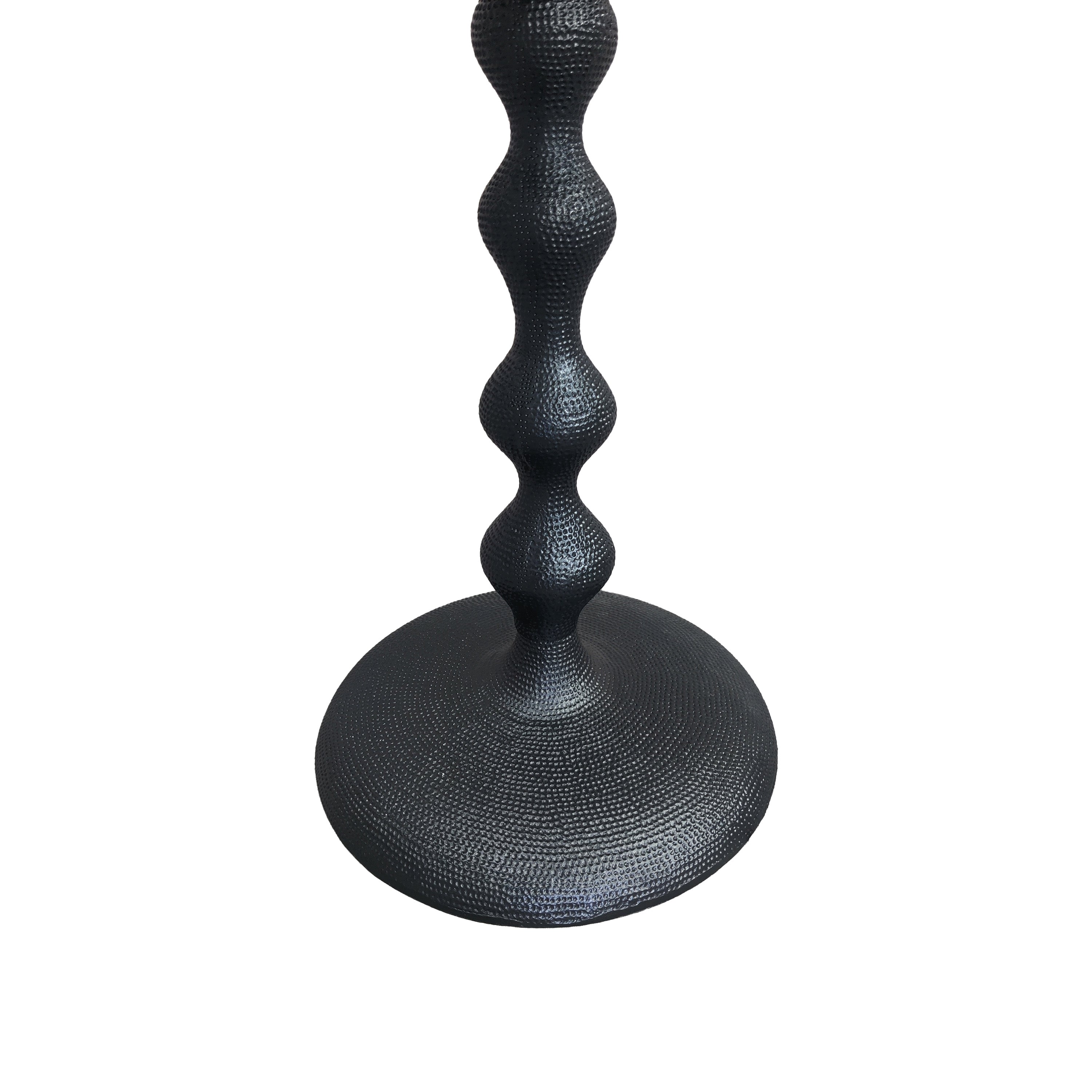 The Urban Port Shae 22 Inch Round Side End Table - Matte Black Aluminum Cast, Hammered Texture, Turned Pedestal Post