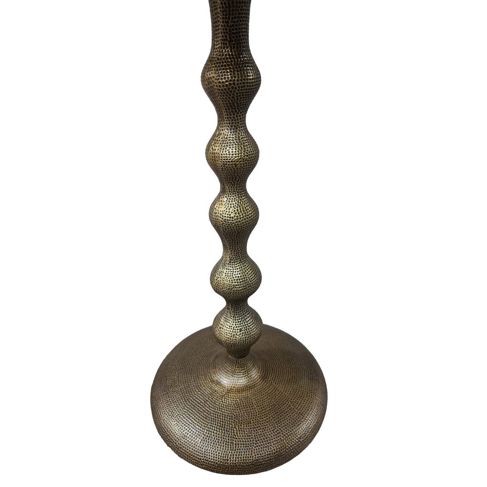 The Urban Port Shae 22 Inch Round Side End Table - Antique Brass Cast Aluminum with Hammered Texture For Small Places