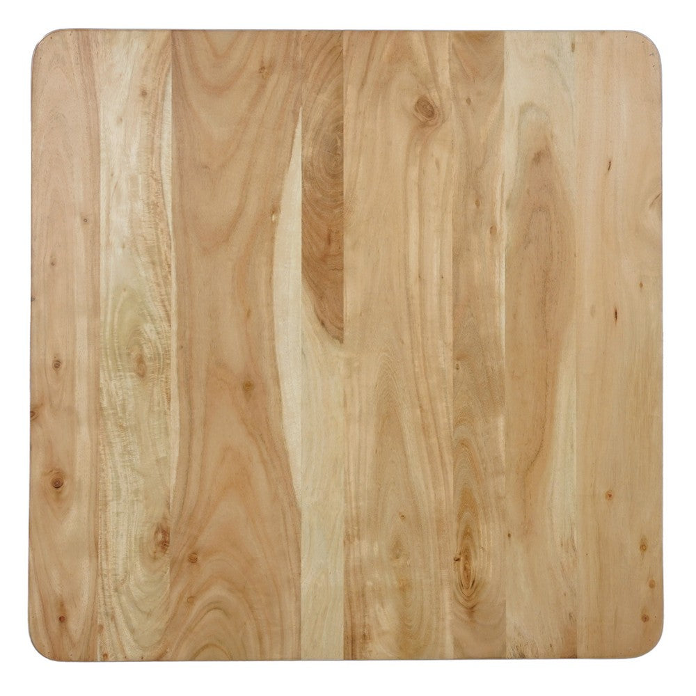 The Urban Port Cascade 32 Inch Coffee Table, Handcrafted Natural Acacia Wood, Square Top with Diagonal Wide Panel Legs