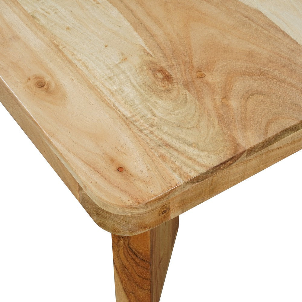 The Urban Port Cascade 32 Inch Coffee Table, Handcrafted Natural Acacia Wood, Square Top with Diagonal Wide Panel Legs