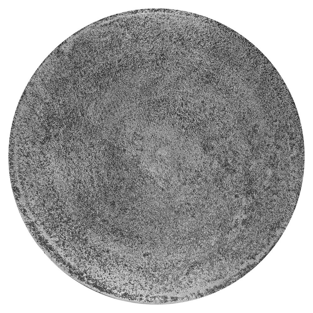 The Urban Port Vintage 23.6 Inch Accent Side Table, Round Top, Antique Silver Cast Aluminum Drum Base