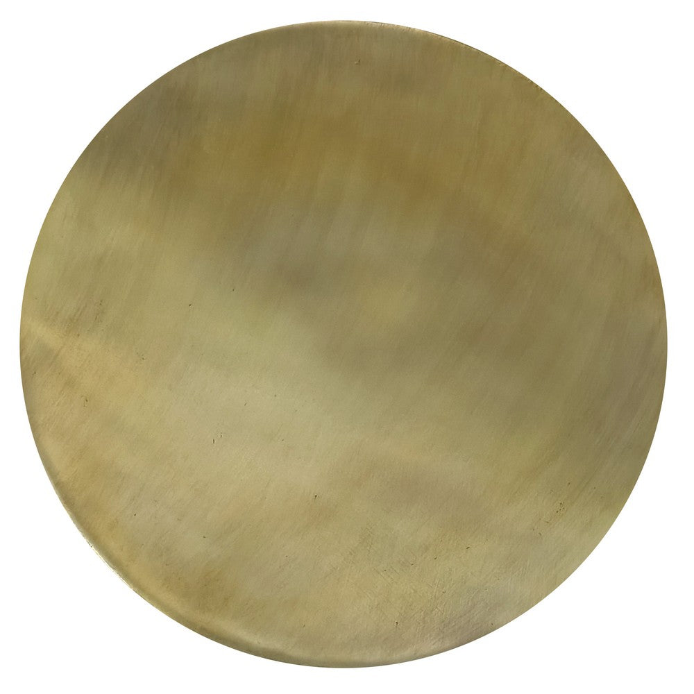 The Urban Port Dyan Coffee Table, 34.5 Inch Round Drum Shape, Black, Gold Antique Brass Ombre