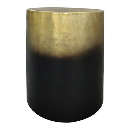 The Urban Port Dyan 20 Inch Side End Table, Round Drum Shape, Black, Gold Antique Brass Ombre