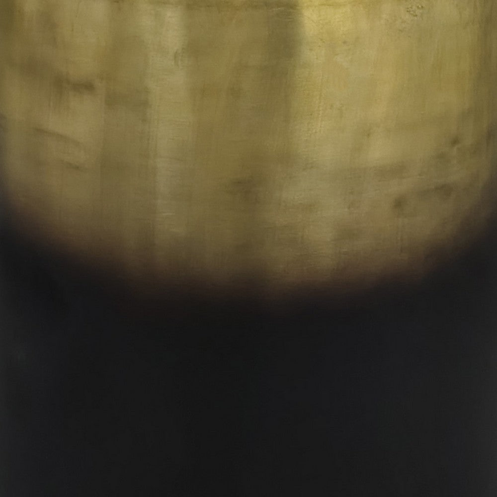 The Urban Port Dyan 20 Inch Side End Table, Round Drum Shape, Black, Gold Antique Brass Ombre