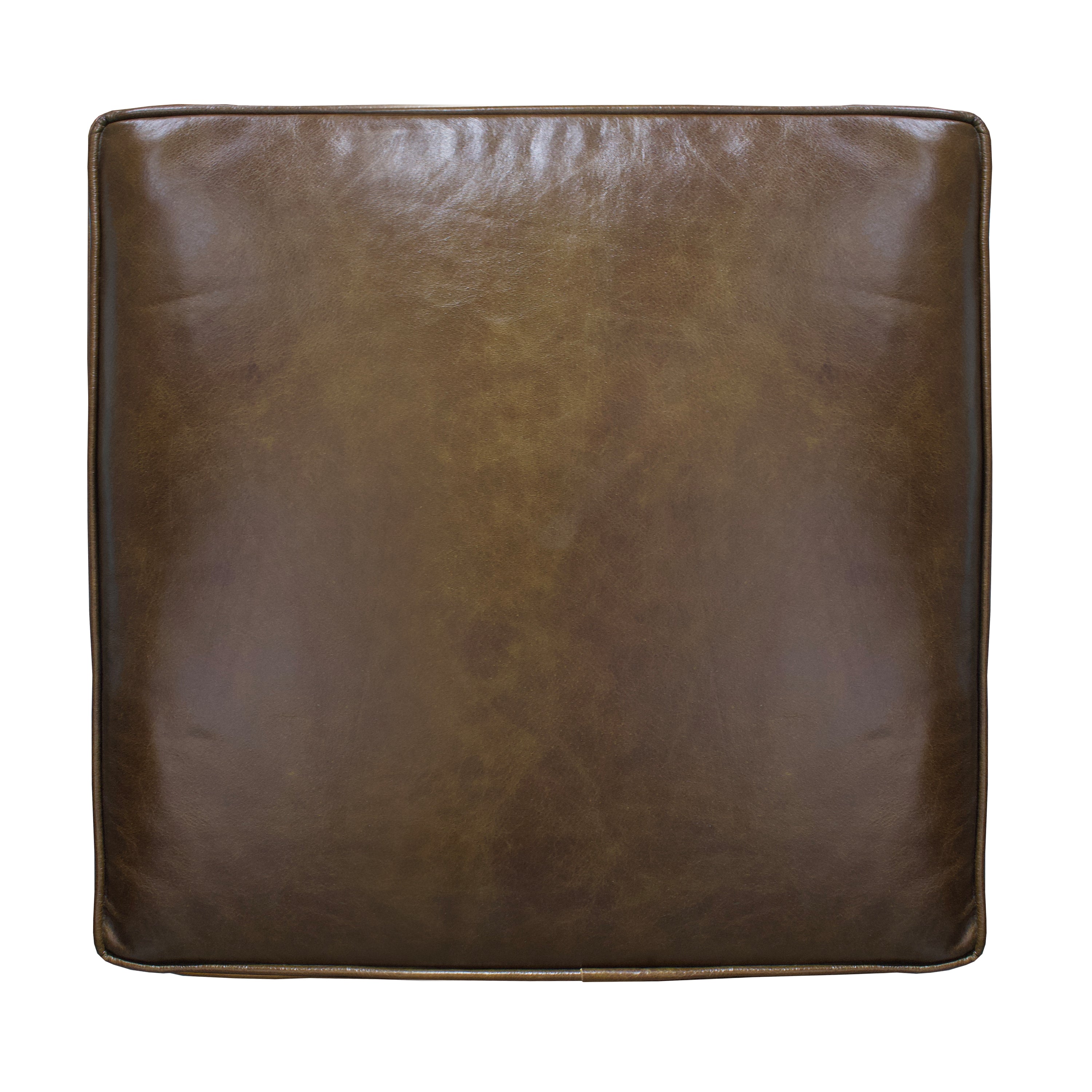 The Urban Port Amber Accent Chair, Handcrafted Slatted Mango Wood, Brown Buffalo Leather Cushions, Angled Legs