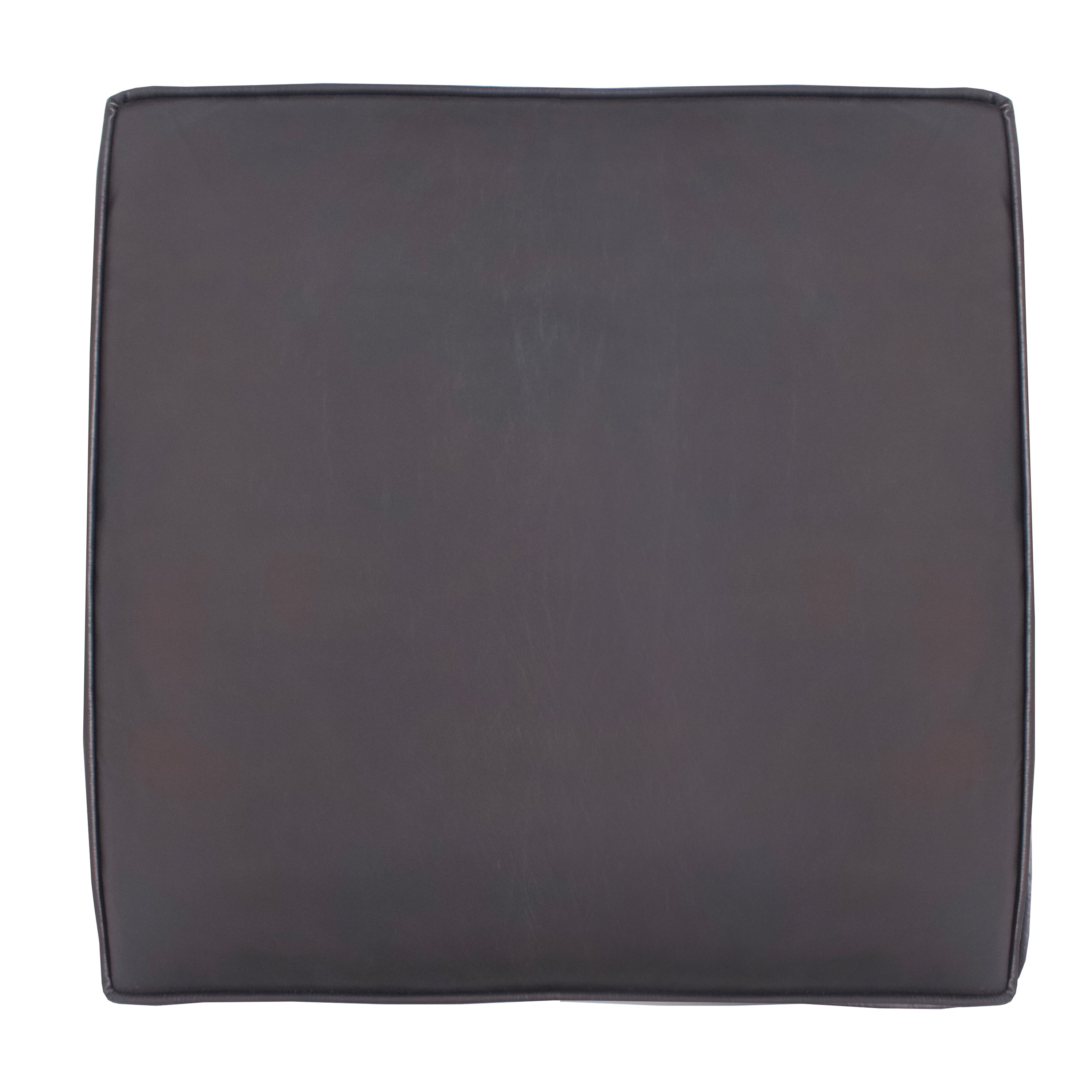 The Urban Port Amber Accent Chair, Handcrafted Slatted Mango Wood, Black Buffalo Leather Cushions, Angled Legs