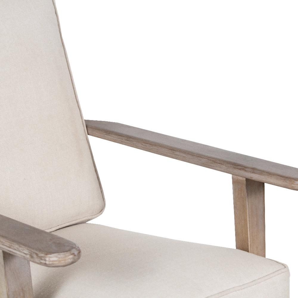 The Urban Port Amber Accent Chair, Handcrafted Washed Ash Gray Mango Wood, Beige Fabric Cushions, Angled Legs