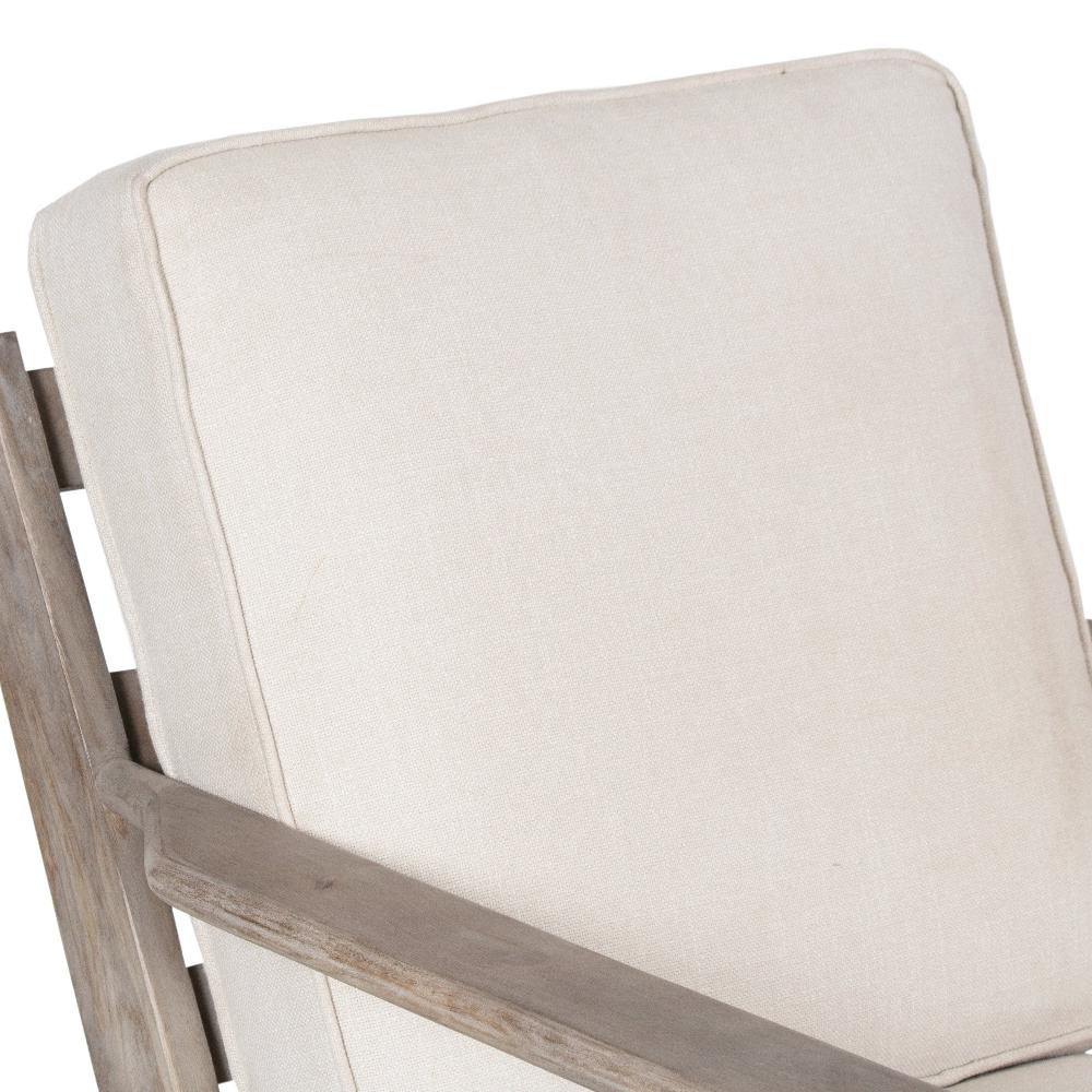 The Urban Port Amber Accent Chair, Handcrafted Washed Ash Gray Mango Wood, Beige Fabric Cushions, Angled Legs