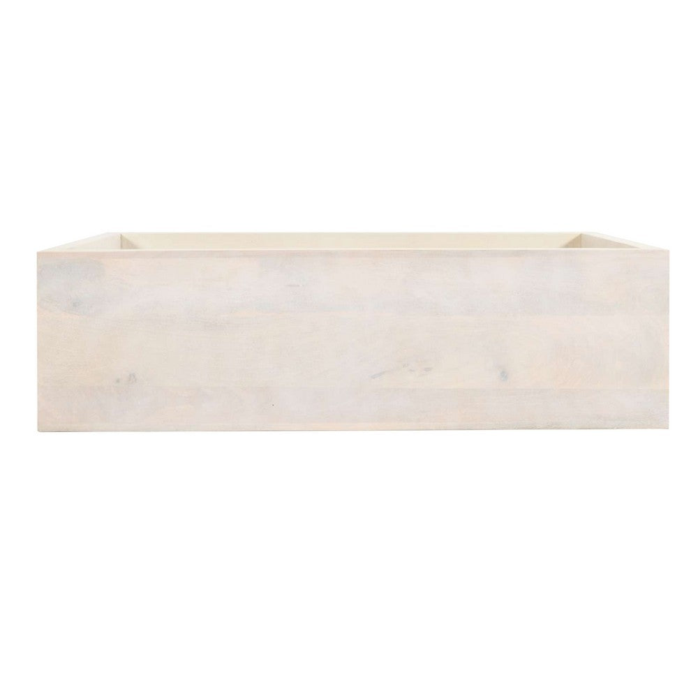 The Urban Port Keli 52 Inch Sofa Console Table, Mango Wood Handcrafted Open Frame, Rustic Washed White