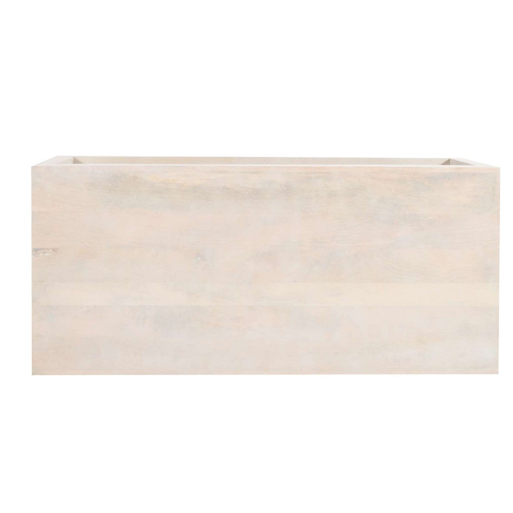 The Urban Port Keli Coffee Table, 58 Inch Minimalist Open Frame, Rustic Washed White Mango Wood