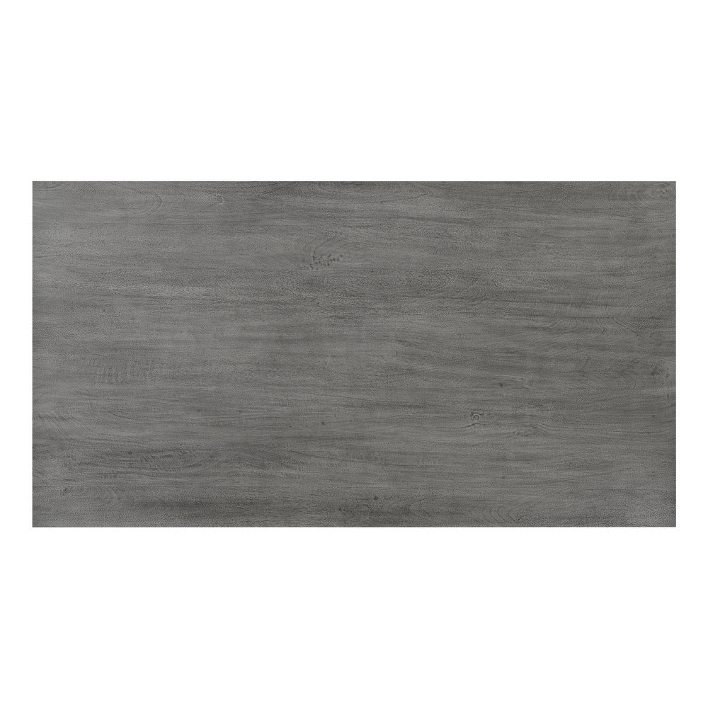 The Urban Port St Tropez Dining Table, 72 Inch Rectangular Mango Wood Top with Iron Trestle Base, 6 Seater, Gray And Black