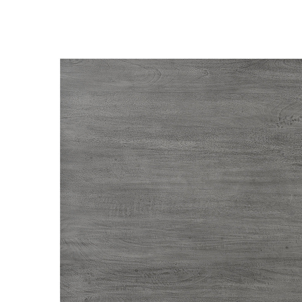 The Urban Port St Tropez Dining Table, 72 Inch Rectangular Mango Wood Top with Iron Trestle Base, 6 Seater, Gray And Black