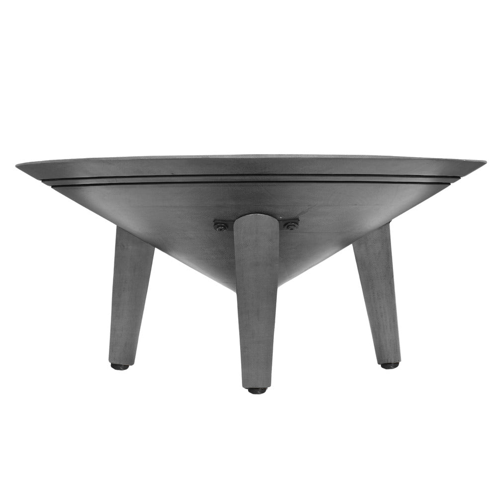 The Urban Port Venus 28 Inch Coffee Table with 3 Tapered Splayed Legs, Gray Mango Wood