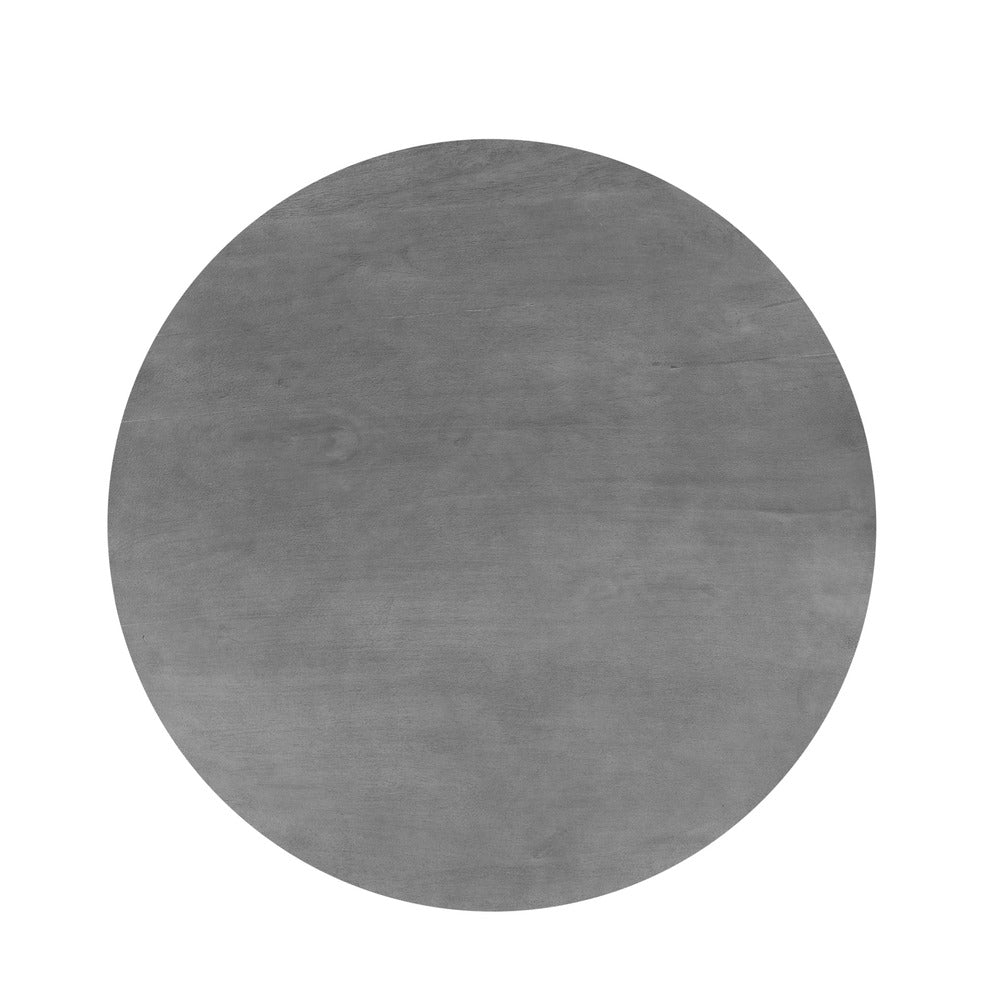 The Urban Port Venus 28 Inch Coffee Table with 3 Tapered Splayed Legs, Gray Mango Wood